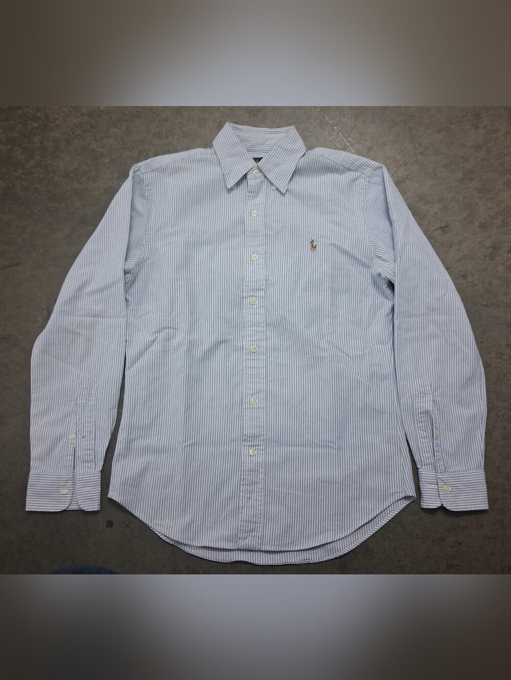 SzS Ralph Lauren Oxford Button-Down Shirt-Blue Stripe, Slim-Fit, Stretch